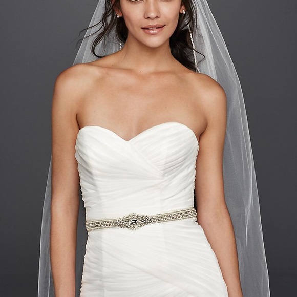 Strapless Ruched Mermaid Tulle Wedding Dress - Picture 2 of 9